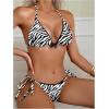 imageSOLY HUX Womens Leopard Print Bikini Sets Halter Triangle Bathing Suit Tie Side Two Piece SwimsuitBlack and White Zebra Striped