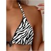 imageSOLY HUX Womens Leopard Print Bikini Sets Halter Triangle Bathing Suit Tie Side Two Piece SwimsuitBlack and White Zebra Striped