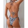 imageSOLY HUX Womens Leopard Print Bikini Sets Halter Triangle Bathing Suit Tie Side Two Piece SwimsuitBlack and White Zebra Striped