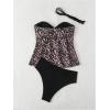 imageSOLY HUX Womens Leopard Print Halter Tankini Swimsuits High Waisted Summer Bathing Suits 2 Piece BeachwearBlack Leopard