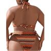 imageSOLY HUX Womens Plus Size Bikini Sets Halter Deep V Neck Piece 2 Bathing Suits Print Sexy SwimsuitsOrange Geo