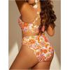 imageSOLY HUX Womens Plus Size Swimsuit Floral Print High Waisted Bikini Sets Two Piece Bathing SuitsMulticoloured Floral