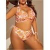 imageSOLY HUX Womens Plus Size Swimsuit Floral Print High Waisted Bikini Sets Two Piece Bathing SuitsMulticoloured Floral