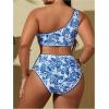 imageSOLY HUX Womens Plus Size Swimsuit Floral Print One Shoulder Bikini Sets Two Piece Bathing SuitBlue Paisley