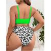 imageSOLY HUX Womens Plus Size Swimsuit Leopard Print Drawstring Front Bikini Sets Two Piece Bathing SuitsGreen Leopard Print