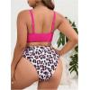 imageSOLY HUX Womens Plus Size Swimsuit Leopard Print Drawstring Front Bikini Sets Two Piece Bathing SuitsHotpink Leopard Print