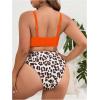 imageSOLY HUX Womens Plus Size Swimsuit Leopard Print Drawstring Front Bikini Sets Two Piece Bathing SuitsOrange Leopard Print