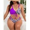 imageSOLY HUX Womens Plus Size Swimsuit Leopard Print Drawstring Front Bikini Sets Two Piece Bathing SuitsPurple Leopard Print