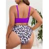 imageSOLY HUX Womens Plus Size Swimsuit Leopard Print Drawstring Front Bikini Sets Two Piece Bathing SuitsPurple Leopard Print