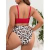 imageSOLY HUX Womens Plus Size Swimsuit Leopard Print Drawstring Front Bikini Sets Two Piece Bathing SuitsRed Leopard