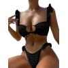 imageSOLY HUX Womens Ruffle Trim Tie Front Bikini Set Bathing Suits 2 Piece SwimsuitSolid Black