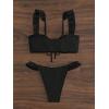 imageSOLY HUX Womens Ruffle Trim Tie Front Bikini Set Bathing Suits 2 Piece SwimsuitSolid Black