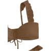 imageSOLY HUX Womens Ruffle Trim Tie Front Bikini Set Bathing Suits 2 Piece SwimsuitSolid Brown
