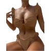 imageSOLY HUX Womens Ruffle Trim Tie Front Bikini Set Bathing Suits 2 Piece SwimsuitSolid Brown