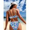 imageSOLY HUX Womens Spaghetti Strap Floral Print Smocked Bikini Bathing Suit 2 Piece SwimsuitsBlue Purple Floral