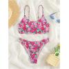 imageSOLY HUX Womens Spaghetti Strap Floral Print Smocked Bikini Bathing Suit 2 Piece SwimsuitsHot Pink Floral