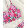 imageSOLY HUX Womens Spaghetti Strap Floral Print Smocked Bikini Bathing Suit 2 Piece SwimsuitsHot Pink Floral