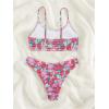 imageSOLY HUX Womens Spaghetti Strap Floral Print Smocked Bikini Bathing Suit 2 Piece SwimsuitsHot Pink Floral