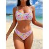 imageSOLY HUX Womens Spaghetti Strap Floral Print Smocked Bikini Bathing Suit 2 Piece SwimsuitsWhite Floral