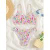 imageSOLY HUX Womens Spaghetti Strap Floral Print Smocked Bikini Bathing Suit 2 Piece SwimsuitsWhite Floral