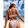 imageSOLY HUX Womens Spaghetti Strap Floral Print Smocked Bikini Bathing Suit 2 Piece SwimsuitsWhite Floral