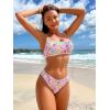 imageSOLY HUX Womens Spaghetti Strap Floral Print Smocked Bikini Bathing Suit 2 Piece SwimsuitsWhite Floral