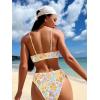 imageSOLY HUX Womens Spaghetti Strap Floral Print Smocked Bikini Bathing Suit 2 Piece SwimsuitsYellow Multi