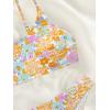 imageSOLY HUX Womens Spaghetti Strap Floral Print Smocked Bikini Bathing Suit 2 Piece SwimsuitsYellow Multi