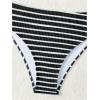 imageSOLY HUX Womens Striped Bathing Suit V Neck High Waisted Bikini Sets Two Piece SwimsuitBlack and White Striped