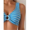 imageSOLY HUX Womens Striped Bathing Suit V Neck High Waisted Bikini Sets Two Piece SwimsuitBlue Striped