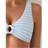imageSOLY HUX Womens Striped Bathing Suit V Neck High Waisted Bikini Sets Two Piece SwimsuitBlue and White Striped
