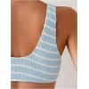 imageSOLY HUX Womens Striped Bathing Suit V Neck High Waisted Bikini Sets Two Piece SwimsuitBlue and White Striped