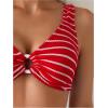 imageSOLY HUX Womens Striped Bathing Suit V Neck High Waisted Bikini Sets Two Piece SwimsuitRed Striped