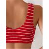 imageSOLY HUX Womens Striped Bathing Suit V Neck High Waisted Bikini Sets Two Piece SwimsuitRed Striped