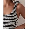 imageSOLY HUX Womens Striped Tankini Sets Tie Shoulder High Waisted Swimsuits Two Piece Bathing SuitBlack and White Striped