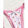 imageSOLY HUX Womens Swimsuit Cherry Print Halter Triangle Tie Side Bikini Sets Two Piece Bathing SuitsMulticoloured Plaid