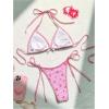 imageSOLY HUX Womens Swimsuit Cherry Print Halter Triangle Tie Side Bikini Sets Two Piece Bathing SuitsPink Plaid