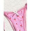 imageSOLY HUX Womens Swimsuit Cherry Print Halter Triangle Tie Side Bikini Sets Two Piece Bathing SuitsPink Plaid