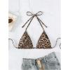imageSOLY HUX Womens Triangle Bikini Top Tie String Push Up Sexy Halter Bathing Suits Tops BeachwearBrown Leopard