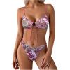 imageSOLY HUX Bathing Suit for Women Boho Paisley Print Tie Front Cut Out Swimsuit Two Piece Bikini SetsRed Printed