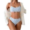 imageSOLY HUX Womens 2 Piece Bathing Suit Floral Print High Waisted Scoop Neck Cute Bikini Set BeachwearWhite Floral