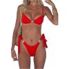 imageSOLY HUX Womens Bathing Suit Ring Linked High Cut String Bikini Set Tie Side Thong Two Piece SwimsuitPure Red