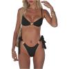 imageSOLY HUX Womens Bathing Suit Ring Linked High Cut String Bikini Set Tie Side Thong Two Piece SwimsuitSolid Black