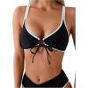 imageSOLY HUX Womens Bikini Top Contrast Binding Tie Front Spaghetti Strap Bathing Suit Tops SwimsuitBlack and White