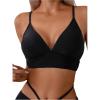 imageSOLY HUX Womens Bikini Top Spaghetti Strap V Neck Bathing Suit Tops SwimsuitSolid Black