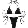 imageSOLY HUX Womens Halter Triangle Bathing Suit String Bikini Set Tie Side Two Piece SwimsuitSolid Black Velvet