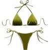 imageSOLY HUX Womens Halter Triangle Bathing Suit String Bikini Set Tie Side Two Piece SwimsuitSolid Green