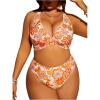 imageSOLY HUX Womens Plus Size Swimsuit Floral Print High Waisted Bikini Sets Two Piece Bathing SuitsMulticoloured Floral