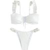 imageSOLY HUX Womens Ruffle Trim Tie Front Bikini Set Bathing Suits 2 Piece SwimsuitSolid White