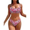 imageSOLY HUX Womens Spaghetti Strap Floral Print Smocked Bikini Bathing Suit 2 Piece SwimsuitsHot Pink Floral